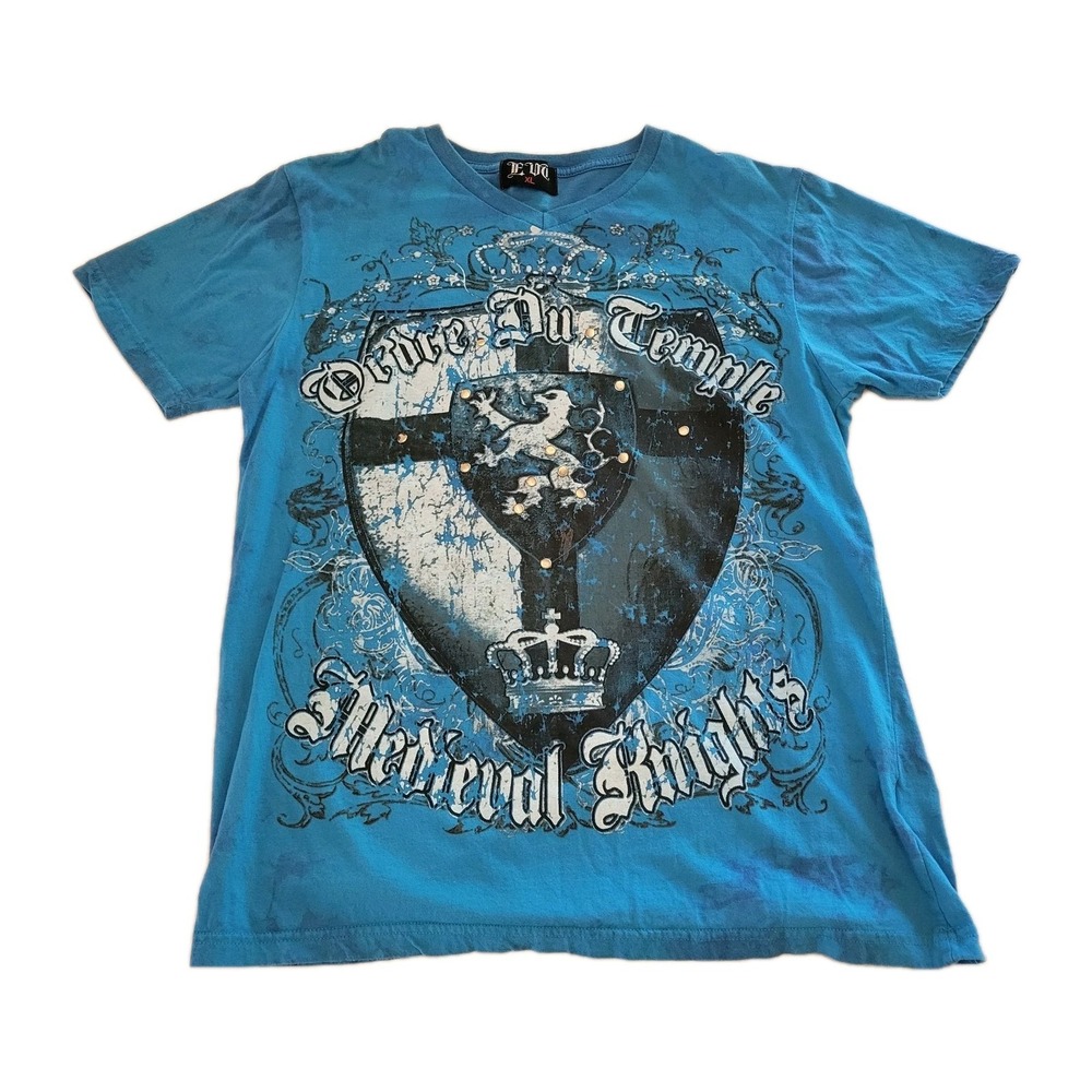 Vintage Y2K  Grunge Blue Goth Graphic Shirt Black Men's XL